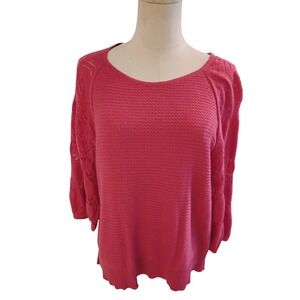 Anthropologie Fuscia Lace Sleeve Blouse Size Small